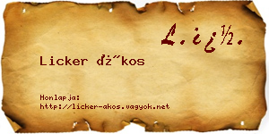 Licker Ákos névjegykártya